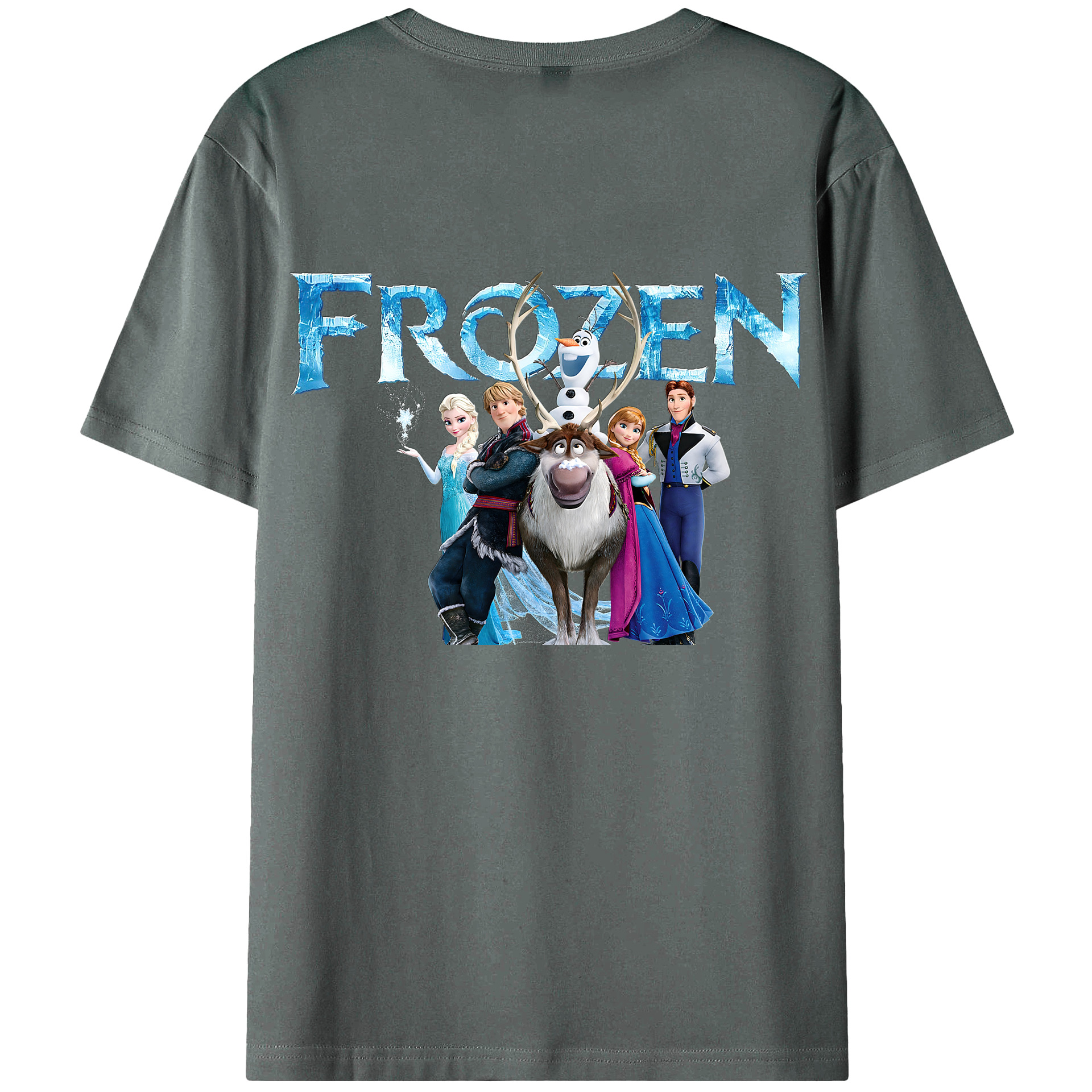 （画像用） アナと雪の女王 アンナ エルサ Frozen Anna Elsa 綿100％ メンズ半袖Tシャツ（バックプリント） 通気性